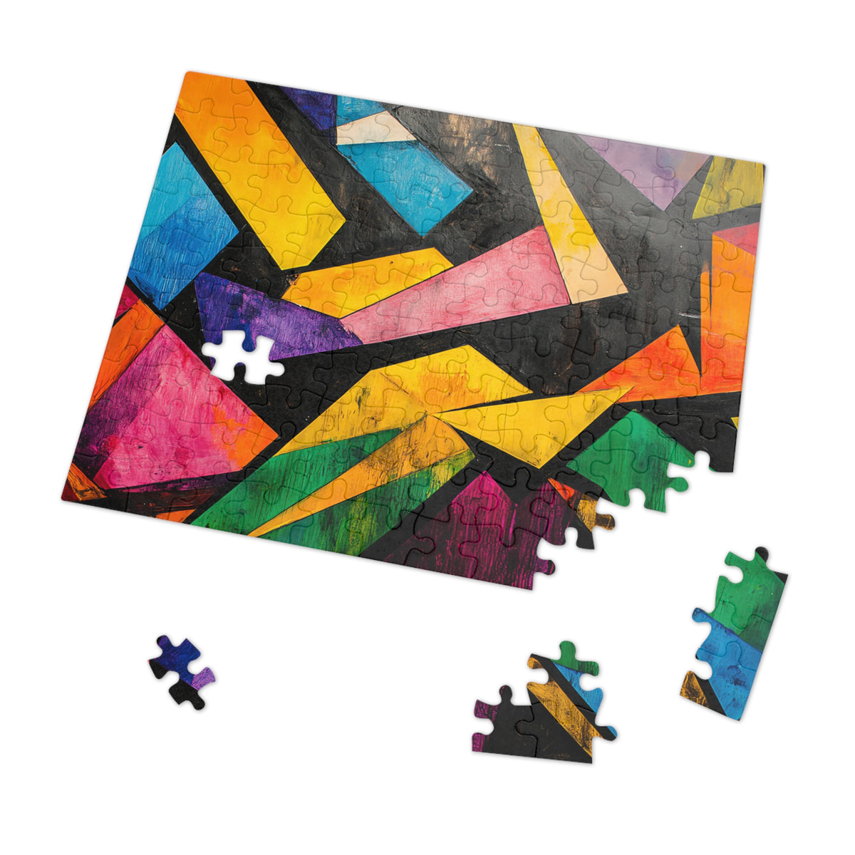 Shattered Prism Geometry Jigsaw Puzzle with Tin – Geometric Abstract Art