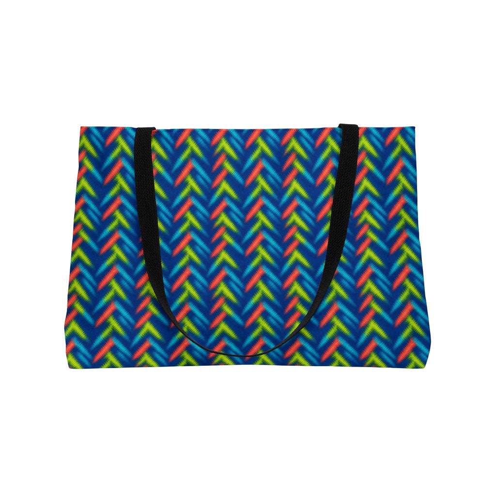 Neon Zigzag Fold Weekender Tote Bag – Tie-Dye Pattern