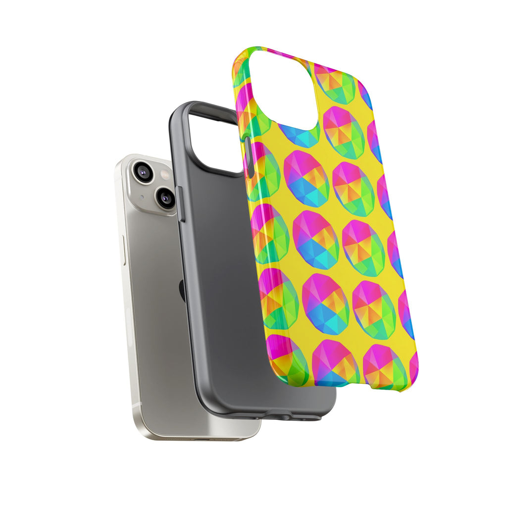 Holo Pebble Prisms Tough Phone Case – Iridescent Geometric Pattern