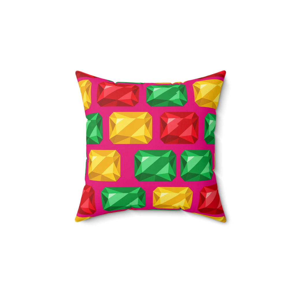 Big Stacked Gem Bars Faux Suede Cushion – Geometric Blocks Pattern