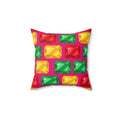 Big Stacked Gem Bars Faux Suede Cushion – Geometric Blocks Pattern
