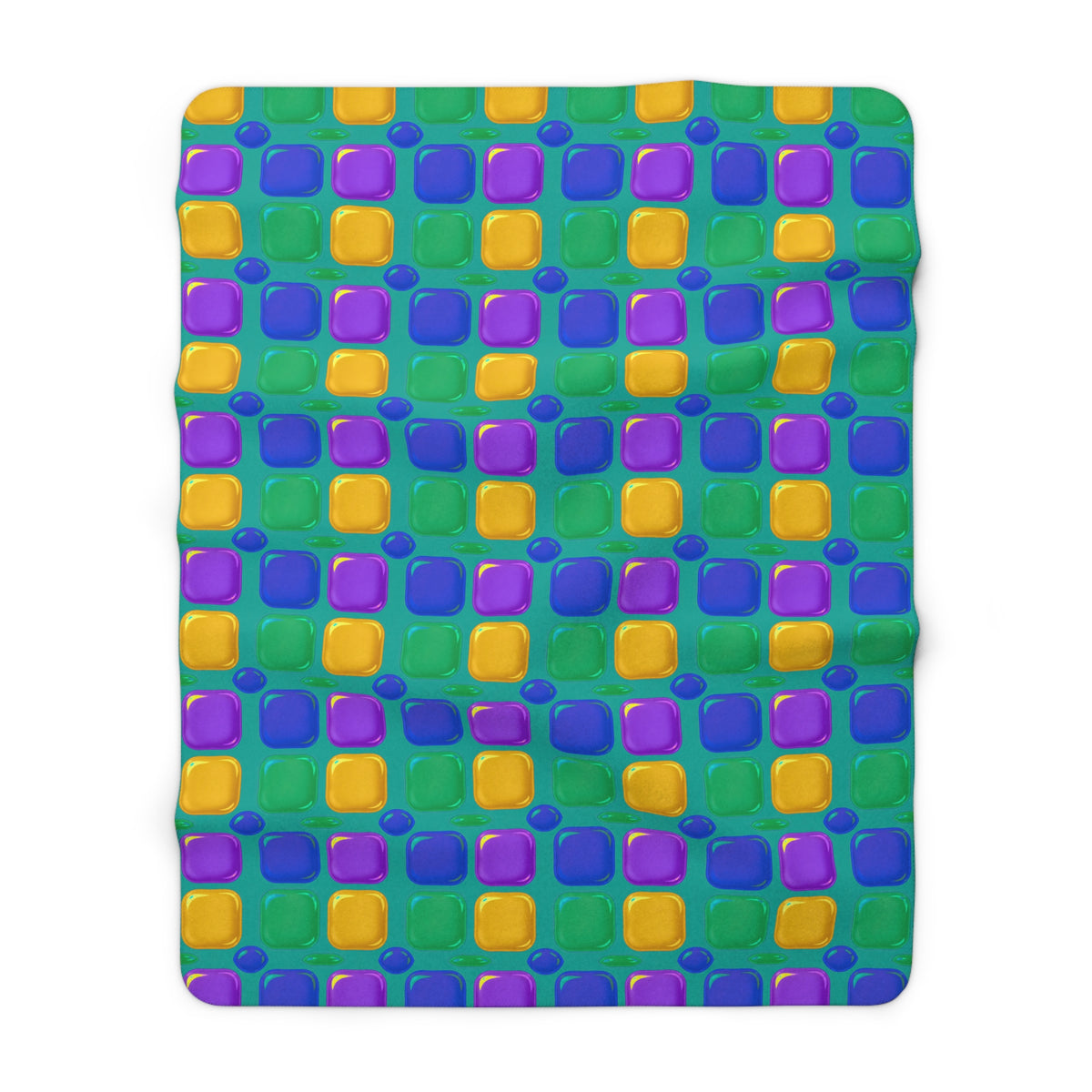Giant Puffy Glass Cushions Sherpa Fleece Blanket – Peacock Jewel