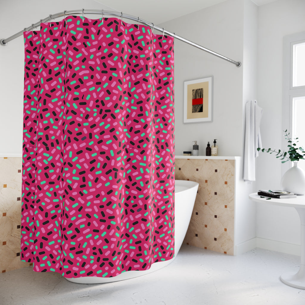 Sprinkle Pop Shower Curtain – Candy Pop on Raspberry