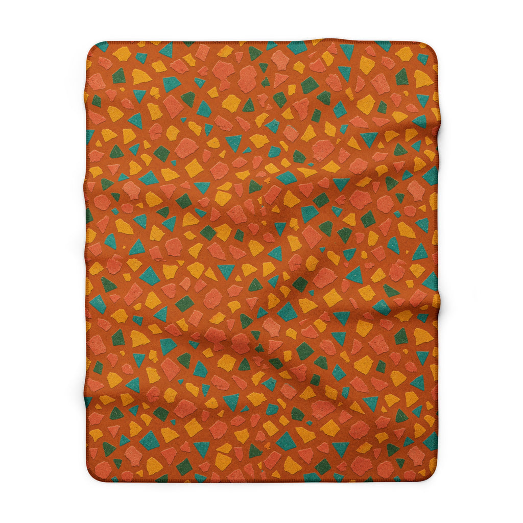 Angular Shard Scatter Sherpa Fleece Blanket – Terrazzo Pattern