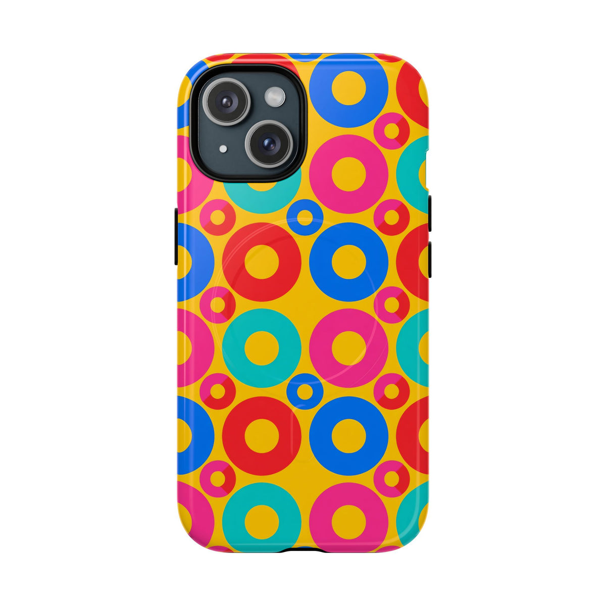 Big Ring Blocks Magnetic Tough iPhone Case – Geometric Blocks Pattern