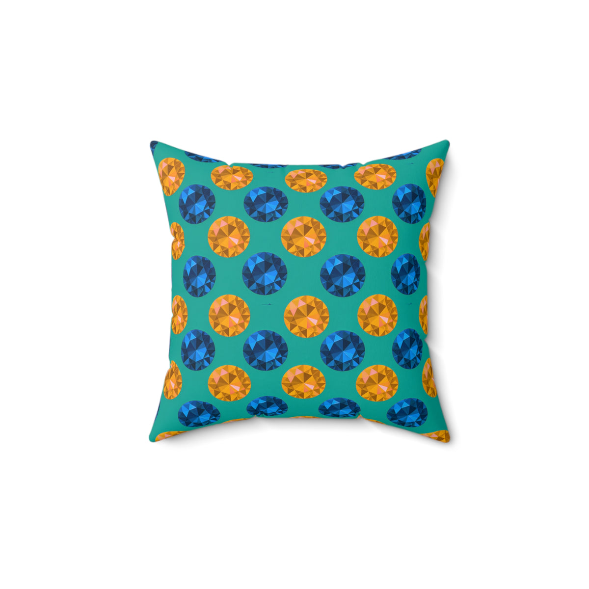 Half-Drop Gem Grid Faux Suede Cushion – Peacock Jewel