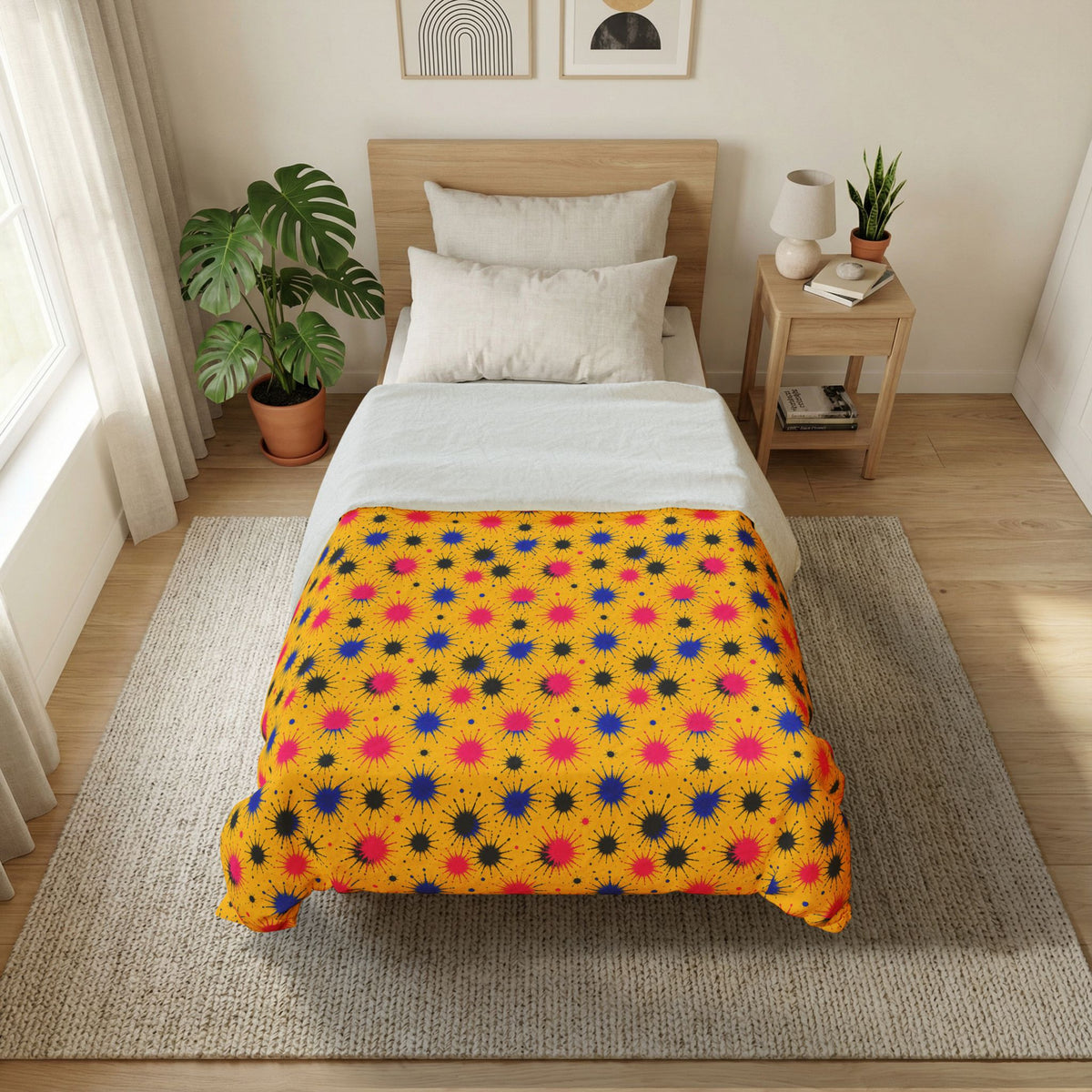 Splash Crowns Cotton Duvet Cover – Ink Splash Pattern