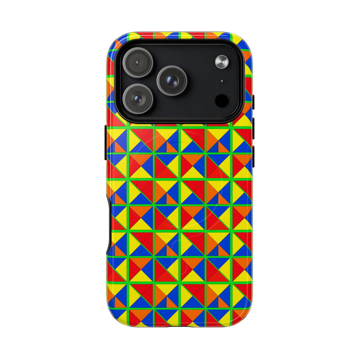 Split Square Fiesta Magnetic Tough iPhone Case – Cubist Geometric Pattern