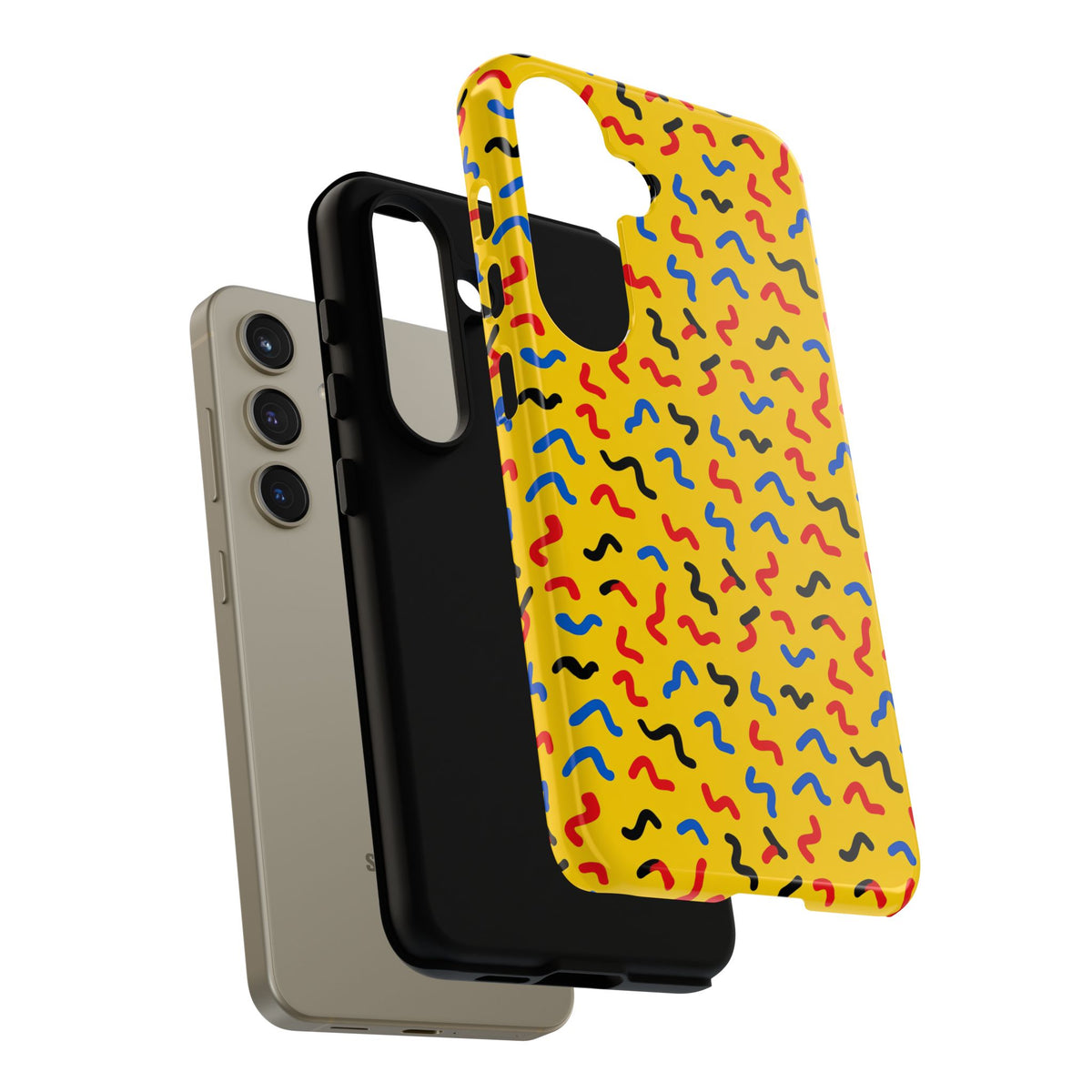 Squiggle Strokes Yellow Tough Phone Case – Bold Primary Abstract Pattern