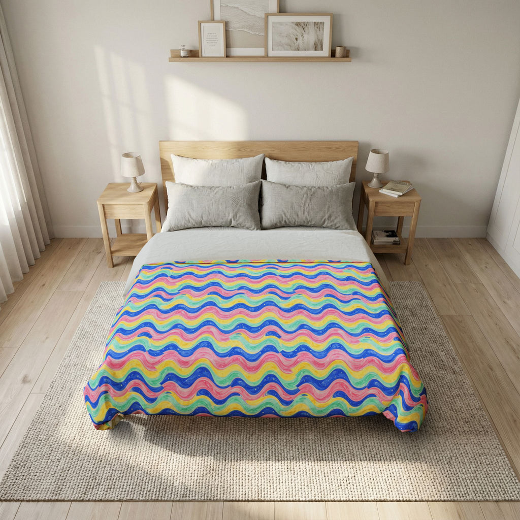 Icing Drip Waves Cotton Duvet Cover – Candy Fluid Art Pattern