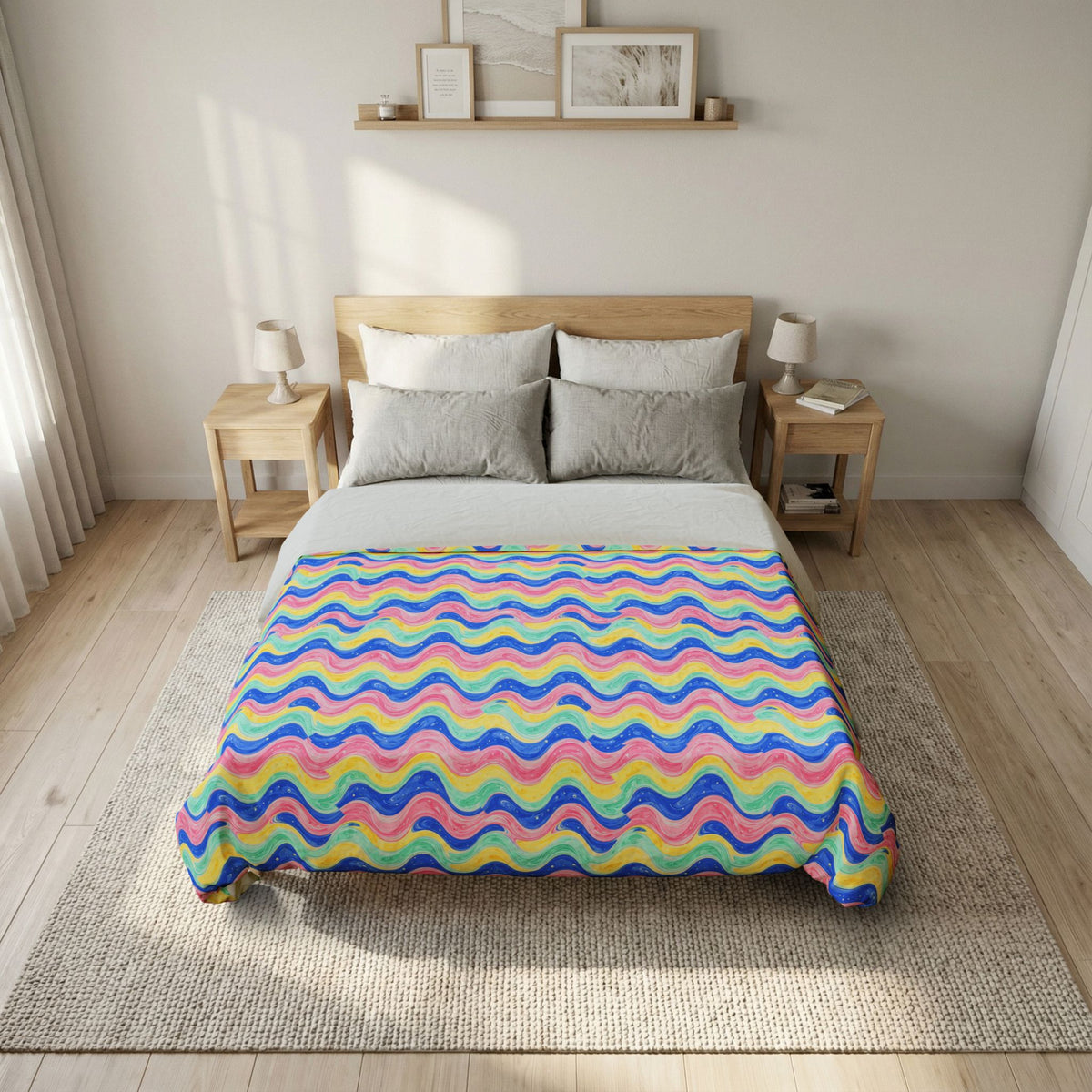 Icing Drip Waves Cotton Duvet Cover – Candy Fluid Art Pattern
