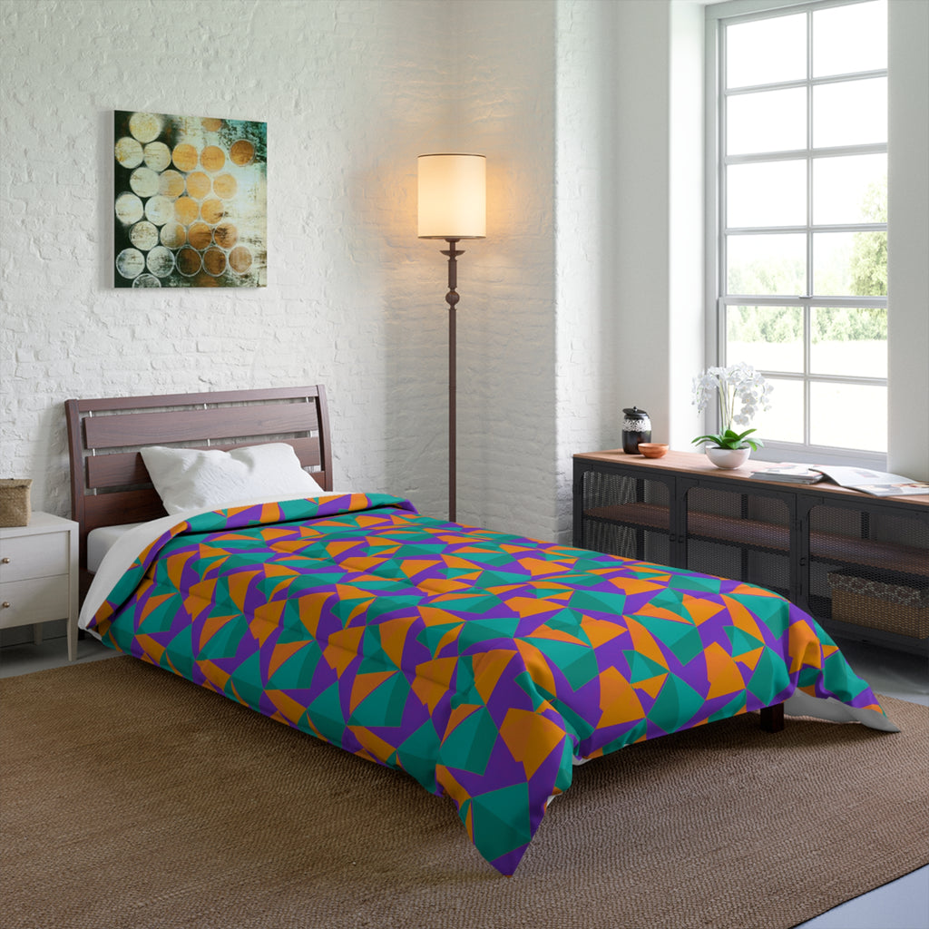 Faceted Gold Panels Comforter – Peacock Jewel
