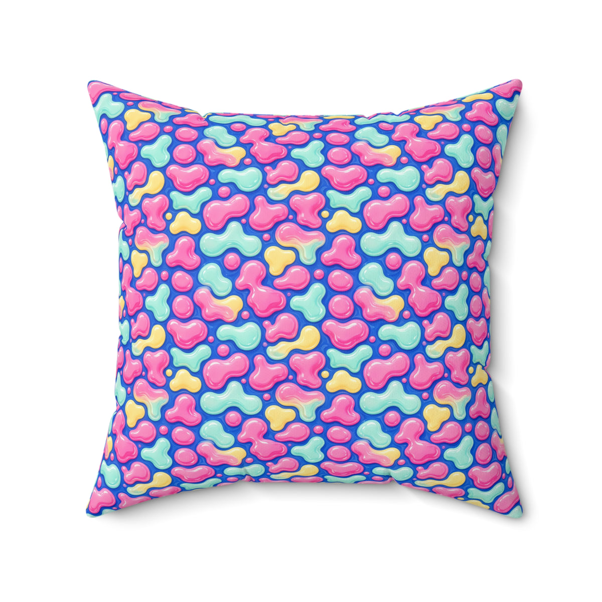 Pastel Lava Blobs Faux Suede Cushion – Candy Fluid Art Pattern