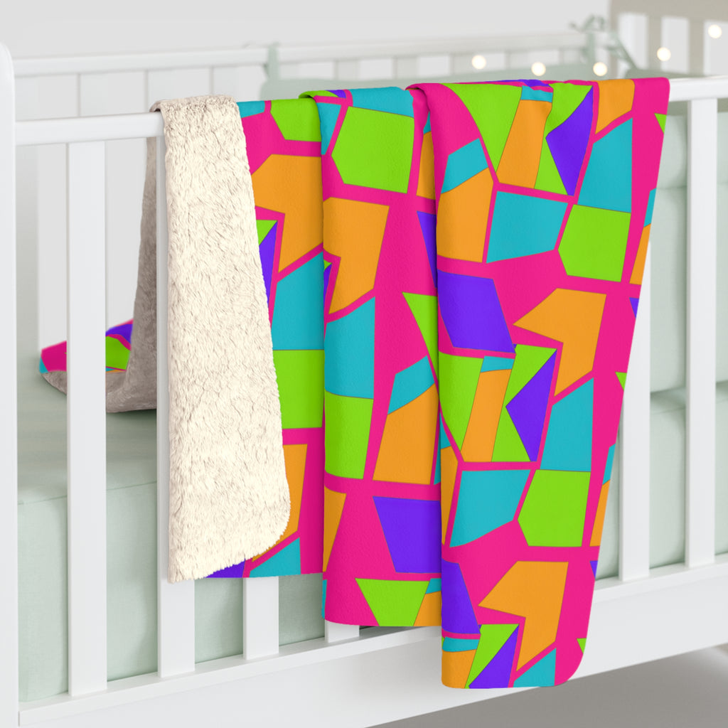 Cubist Block Quilt Sherpa Fleece Blanket – Tropical Punch