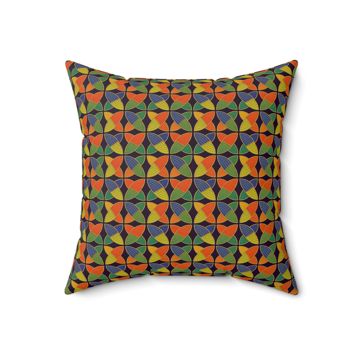 Woven Petal Quatrefoil Faux Suede Cushion – Kaleidoscopic Deco Pattern