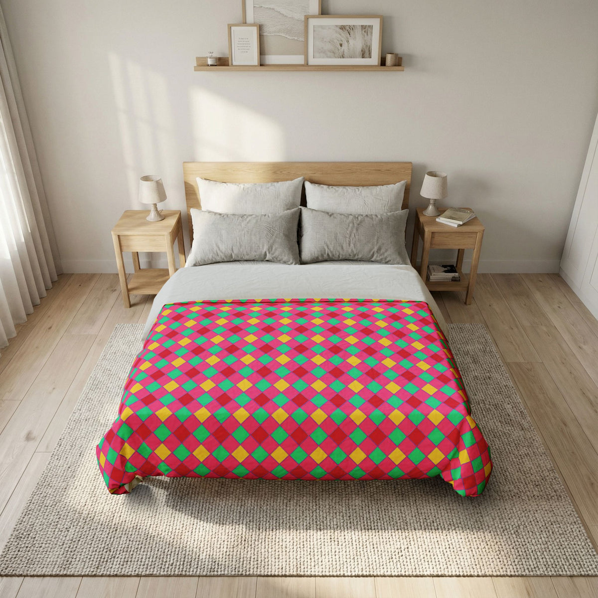 Jewel Harlequin Check Cotton Duvet Cover – Candy Christmas