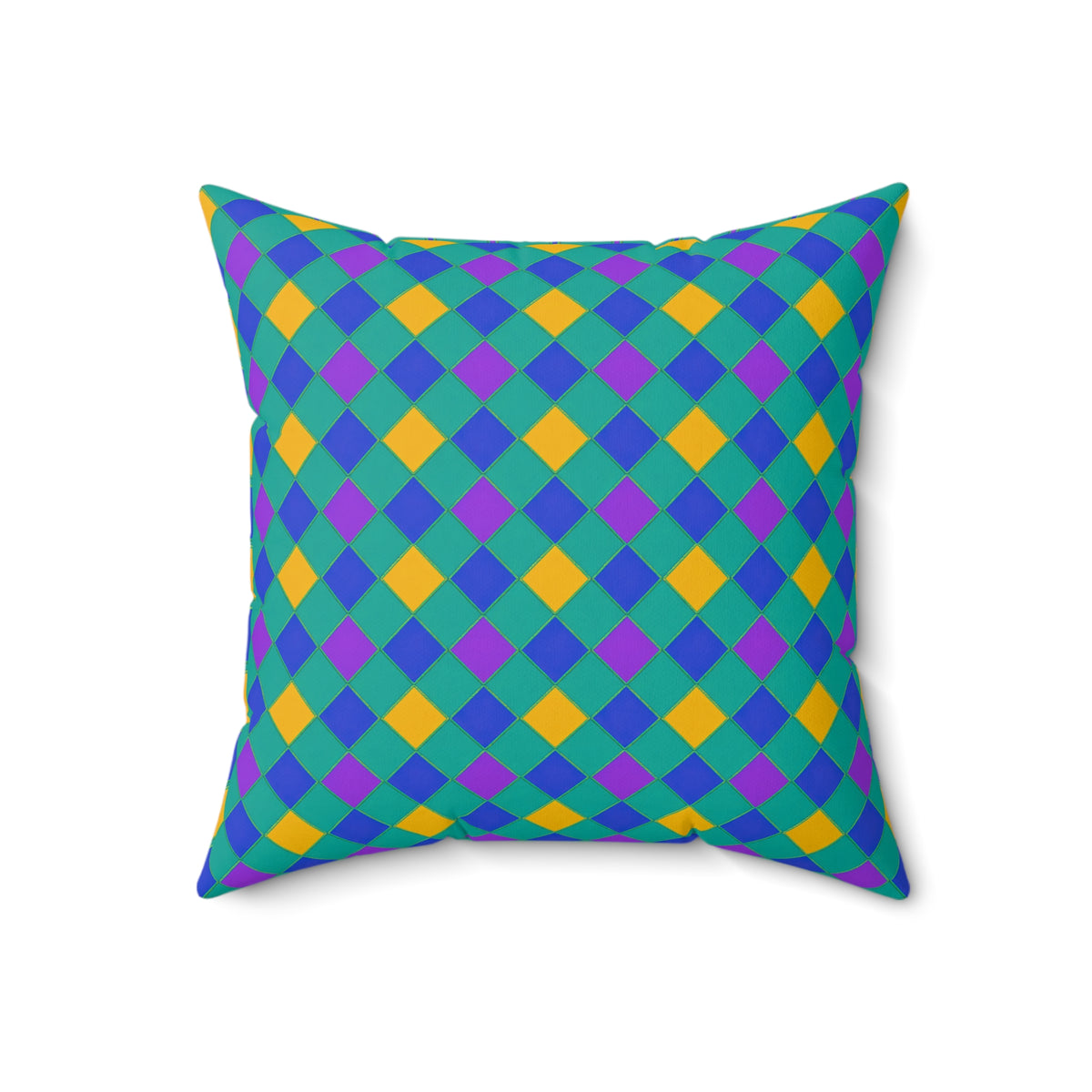 Jewel Harlequin Check Faux Suede Cushion – Peacock Jewel