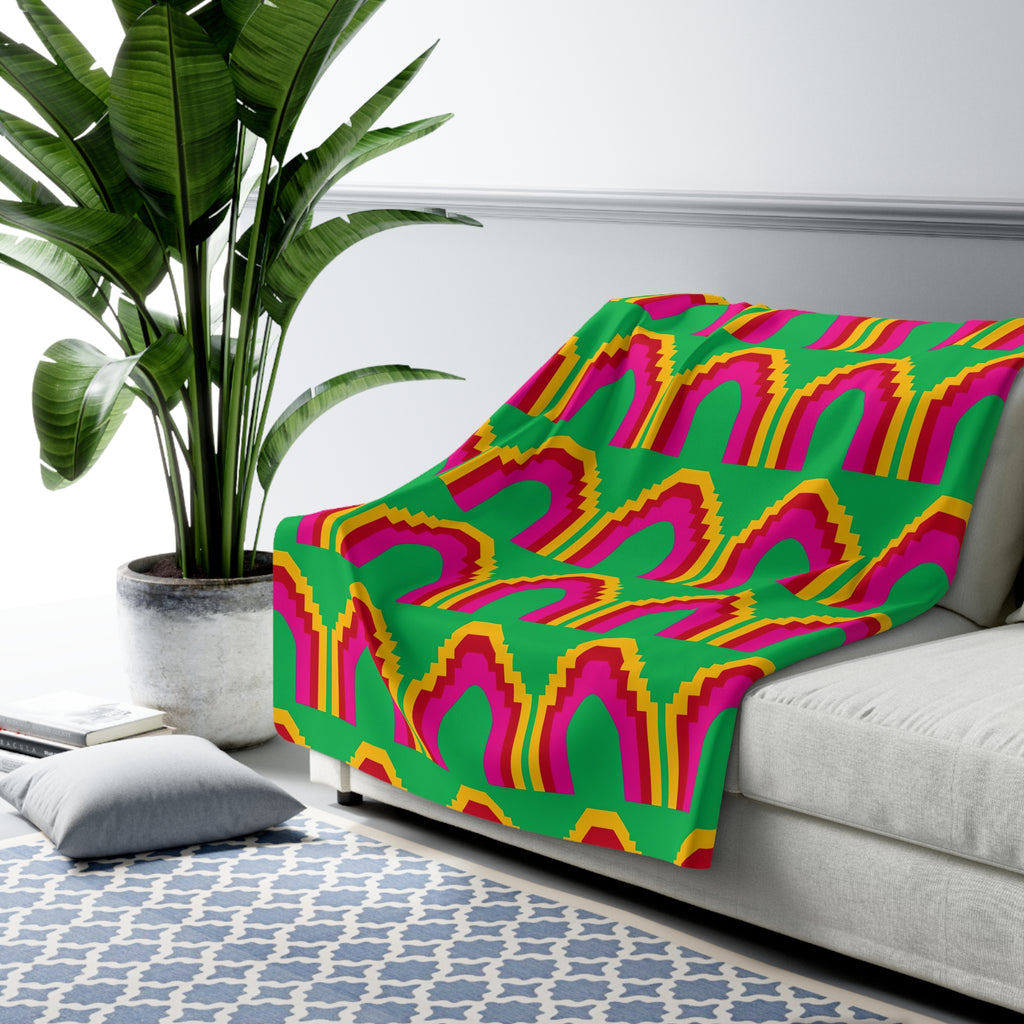 Grand Stepped Arches Sherpa Fleece Blanket – Art-Deco Arches Pattern