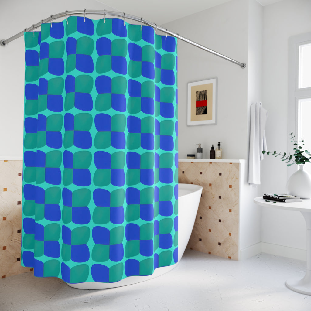 Bold Bulge Checker Shower Curtain – Ocean Jewel