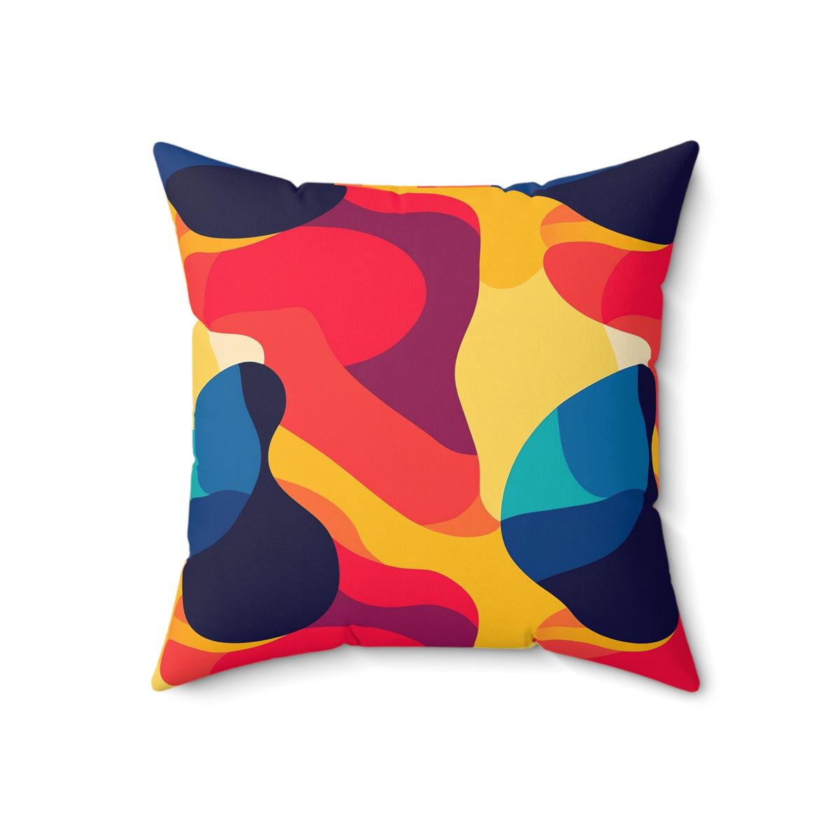 Bold Blob Camo Faux Suede Cushion – Abstract Shapes Pattern