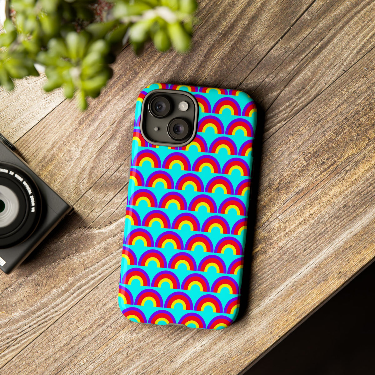 Chromatic Scallop Ripple Tough Phone Case – Op-Art Scallops Pattern