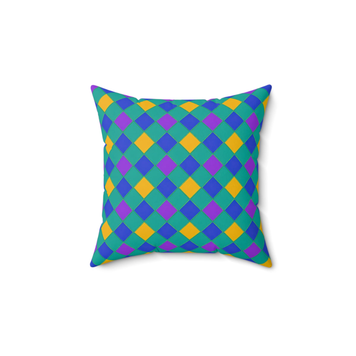 Jewel Harlequin Check Faux Suede Cushion – Peacock Jewel
