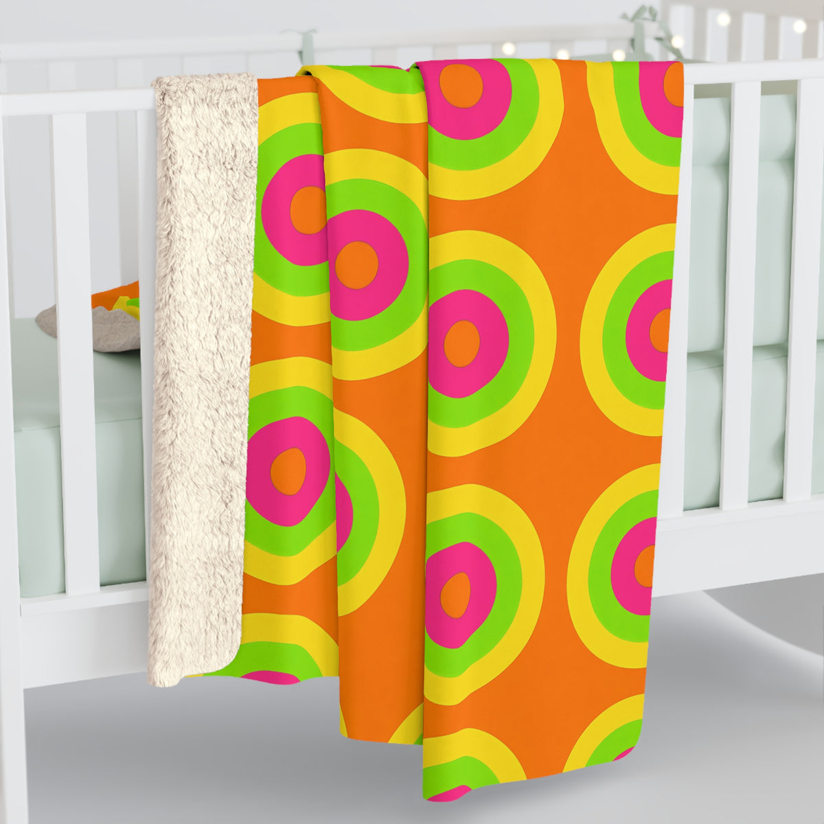 Giant Op-Art Jewel Rings Sherpa Fleece Blanket – Hot Citrus Festive