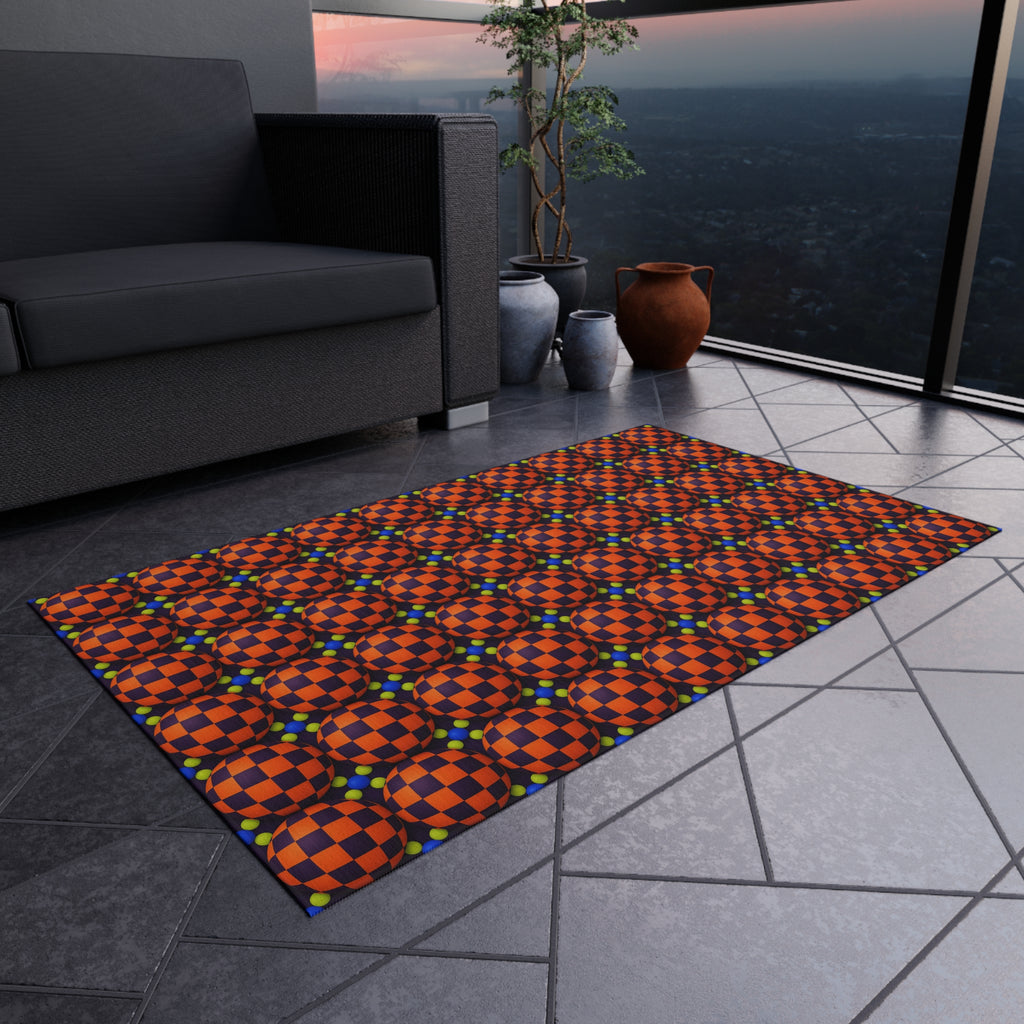 Checker Bulge Outdoor Rug – Op-Art Pattern
