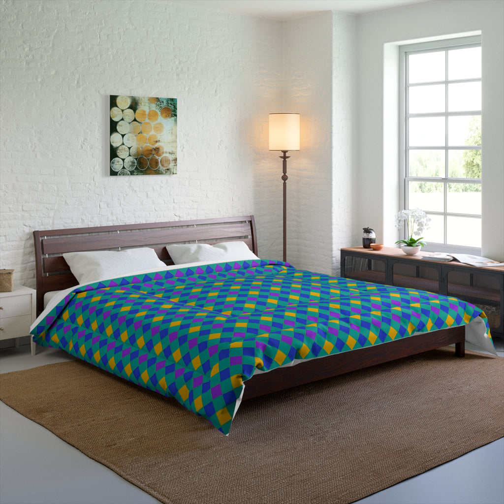 Jewel Harlequin Check Comforter – Peacock Jewel