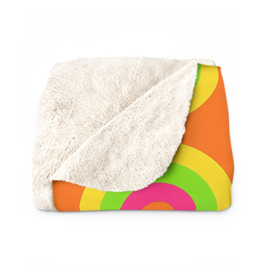 Giant Op-Art Jewel Rings Sherpa Fleece Blanket – Hot Citrus Festive