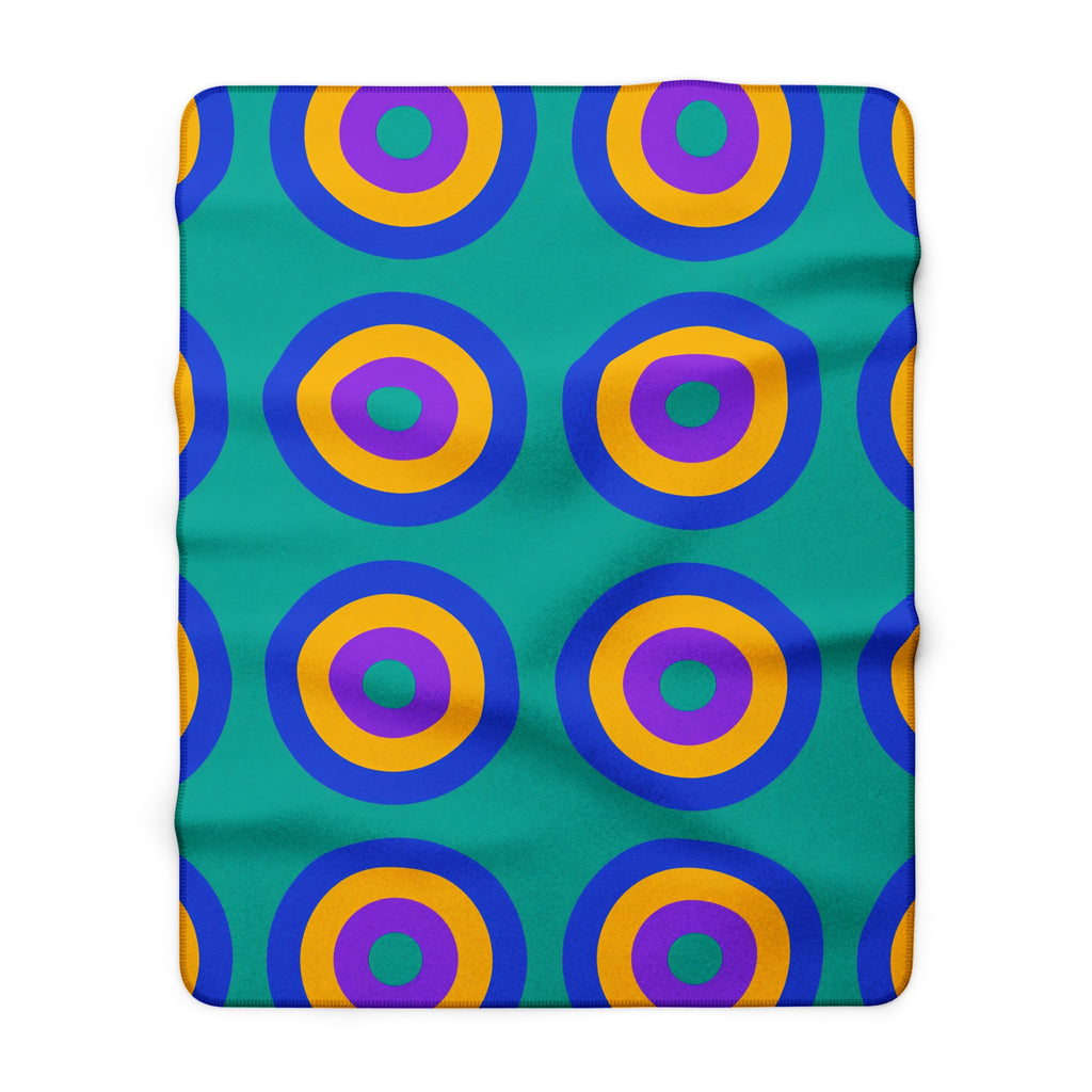 Giant Op-Art Jewel Rings Sherpa Fleece Blanket – Peacock Jewel