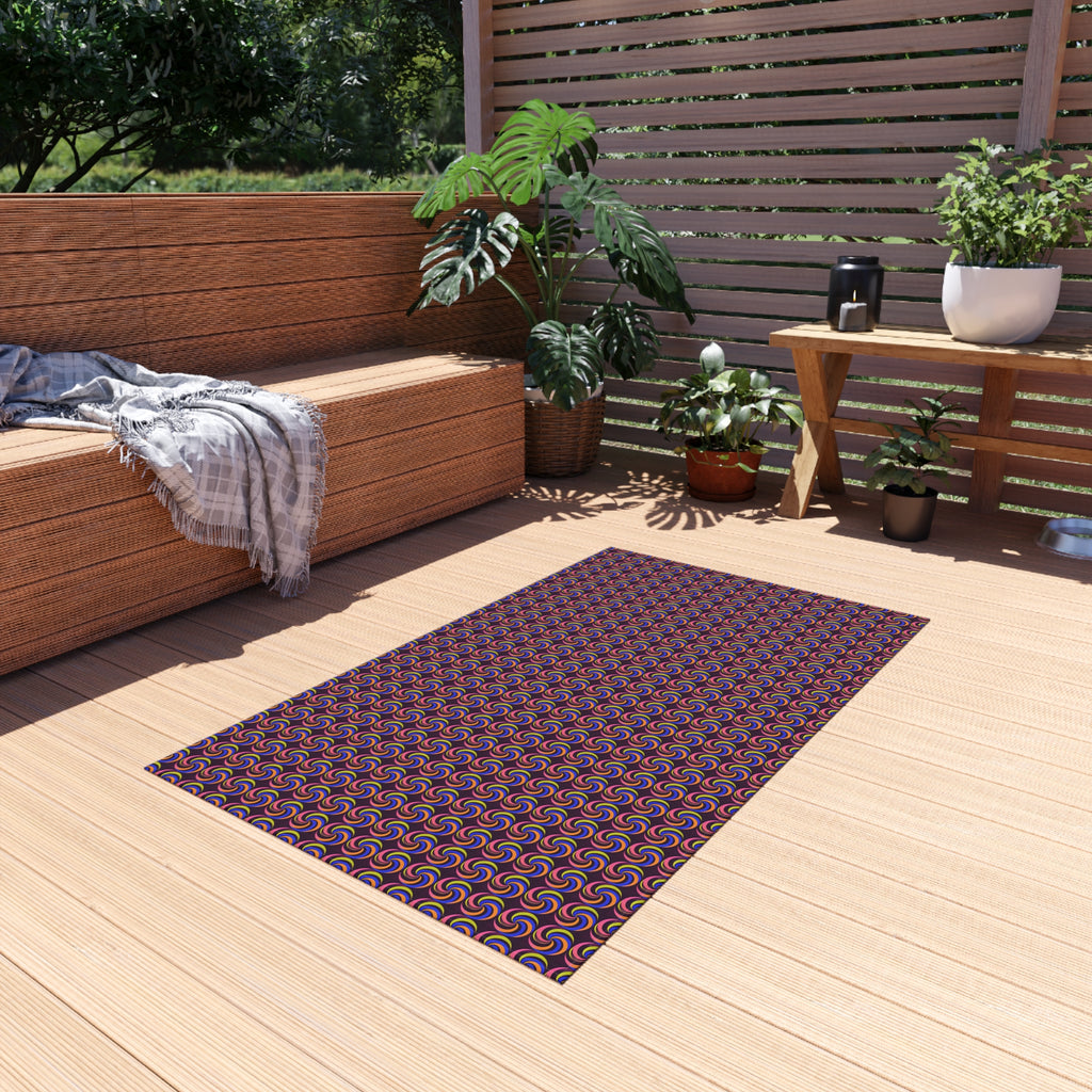 Spiral Stripe Swirls Outdoor Rug – Psychedelic Op-Art Pattern