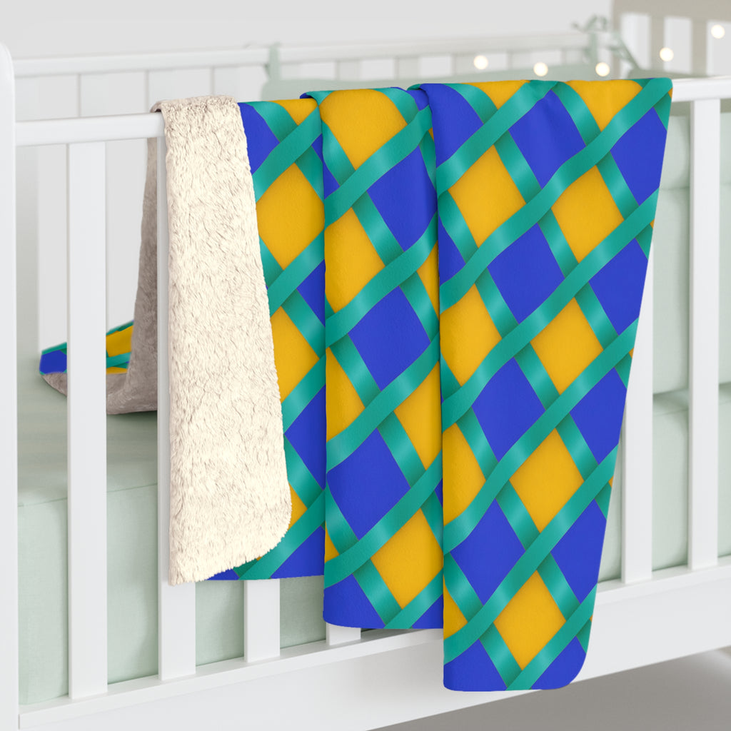 Broad Gold Diamond Trellis Sherpa Fleece Blanket – Peacock Jewel
