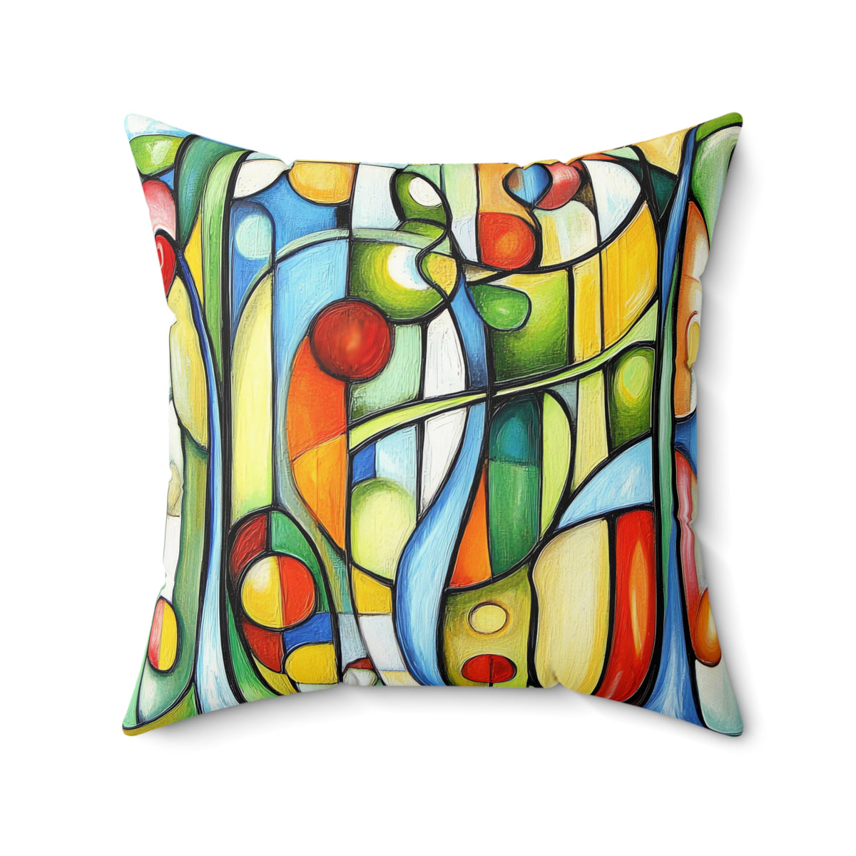 Stained Glass Rhythm Faux Suede Cushion – Stained-Glass Style Art