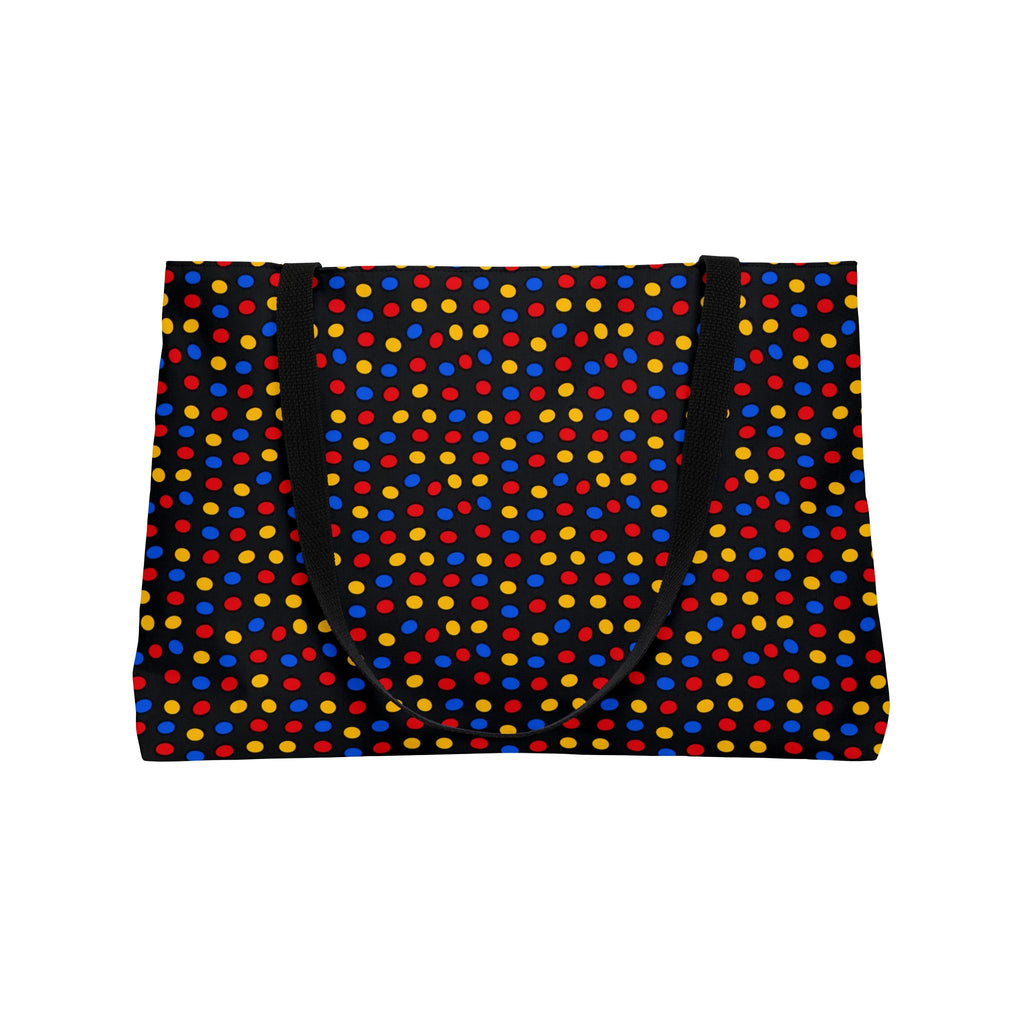 Pebble Scatter Black Weekender Tote Bag – Pop Abstract Pattern