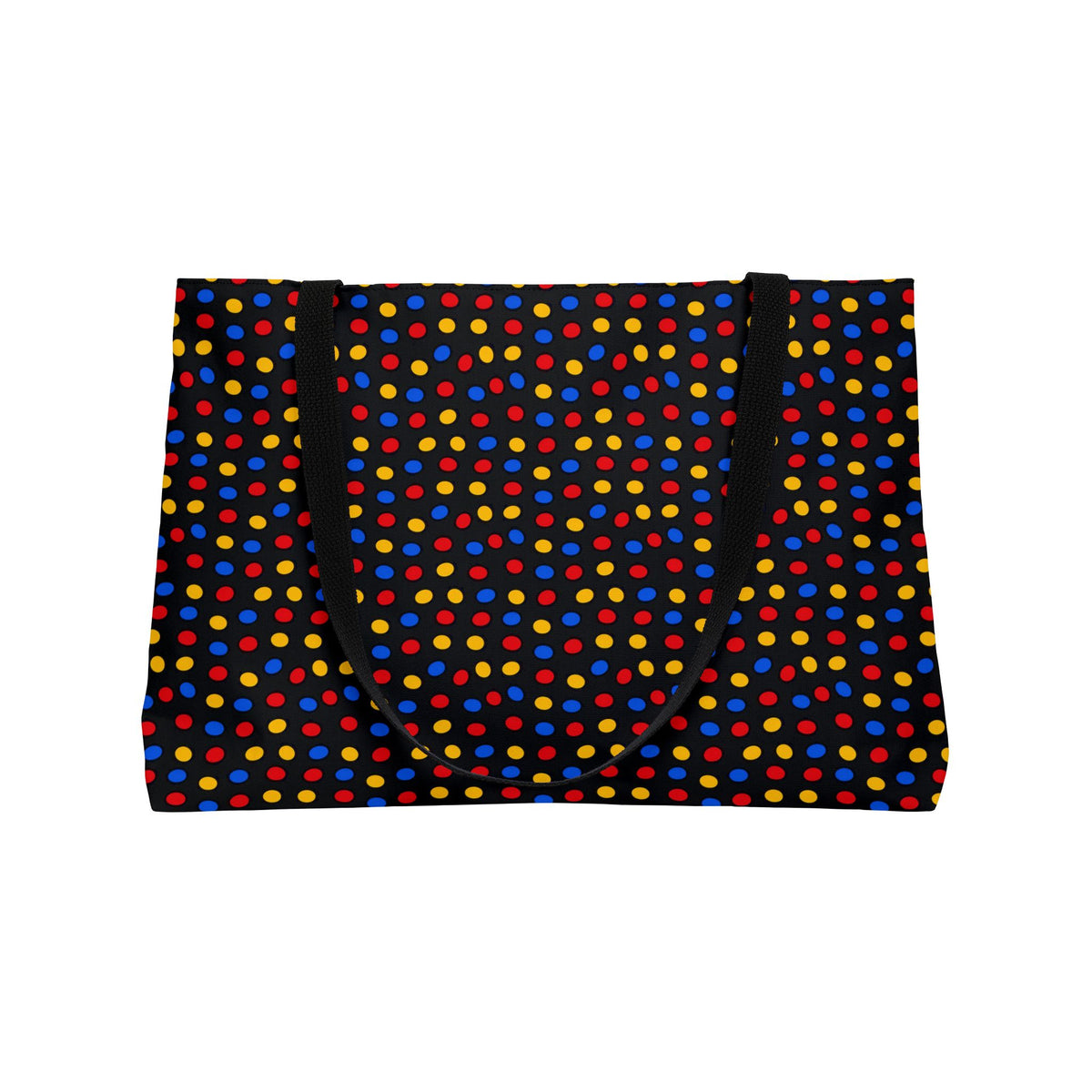 Pebble Scatter Black Weekender Tote Bag – Pop Abstract Pattern