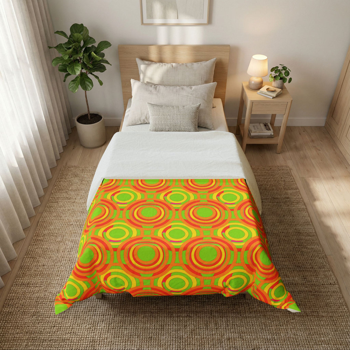 Interlocking Ring Ripples Cotton Duvet Cover – Hot Citrus