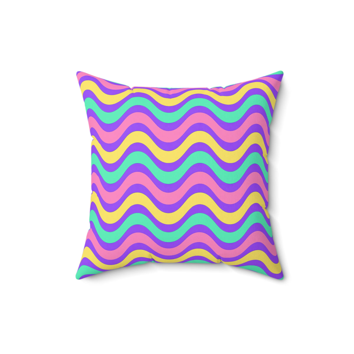 Wide Wave Interference Faux Suede Cushion – Candy Pastel on Grape