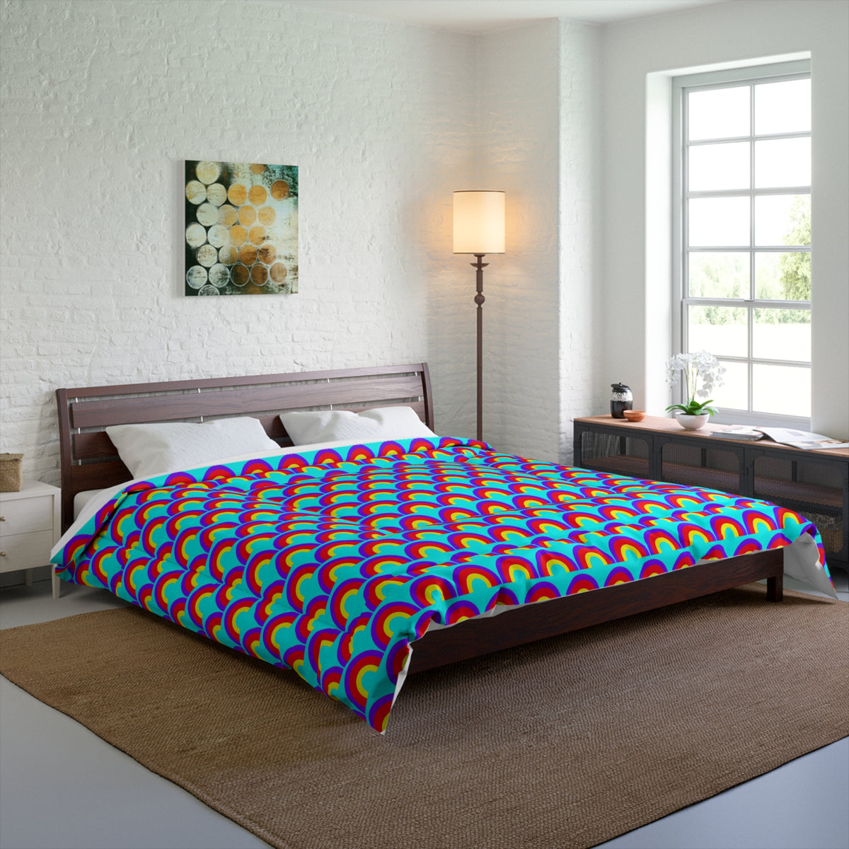 Chromatic Scallop Ripple Comforter – Op-Art Scallops Pattern