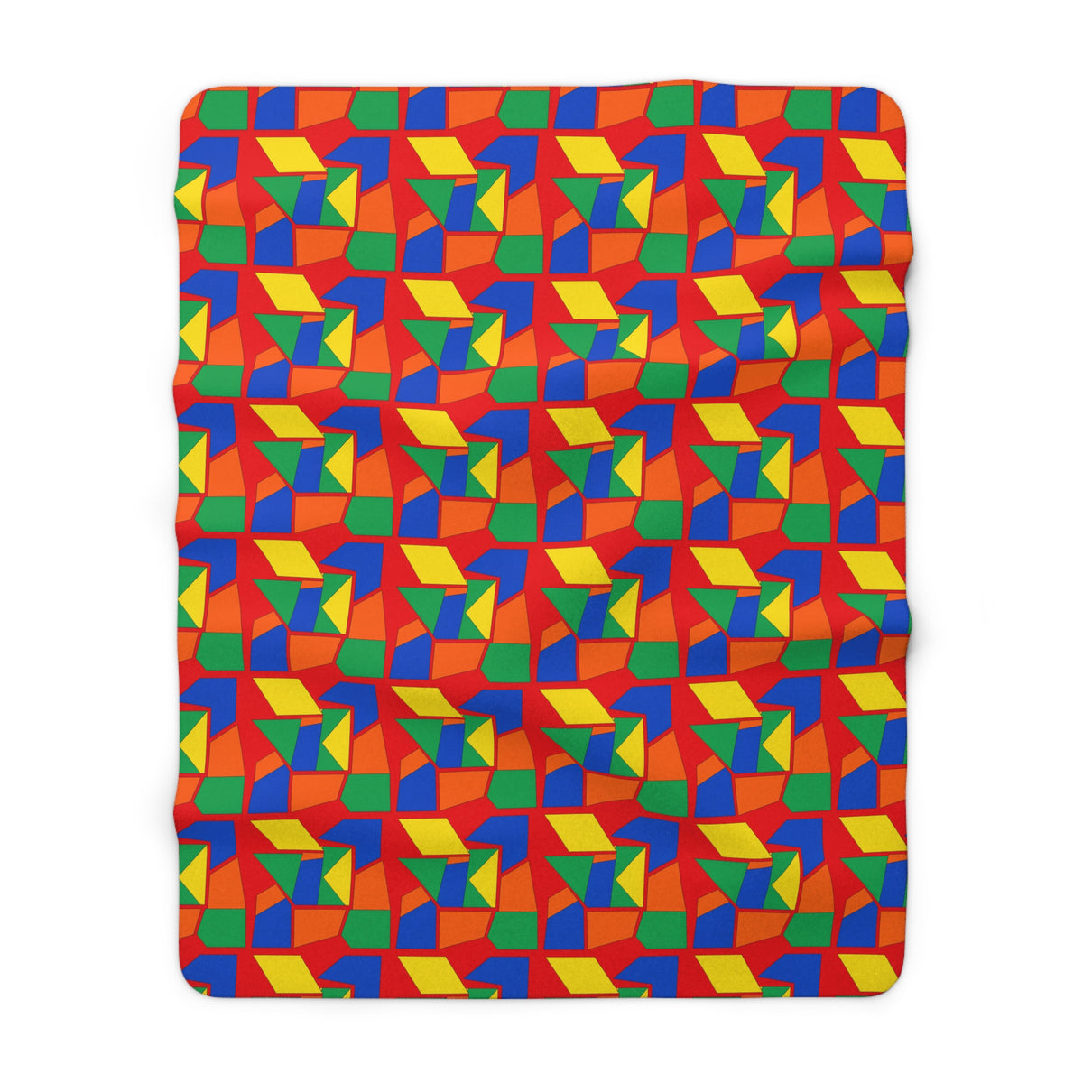 Cubist Block Quilt Sherpa Fleece Blanket – Cubist Geometric Pattern
