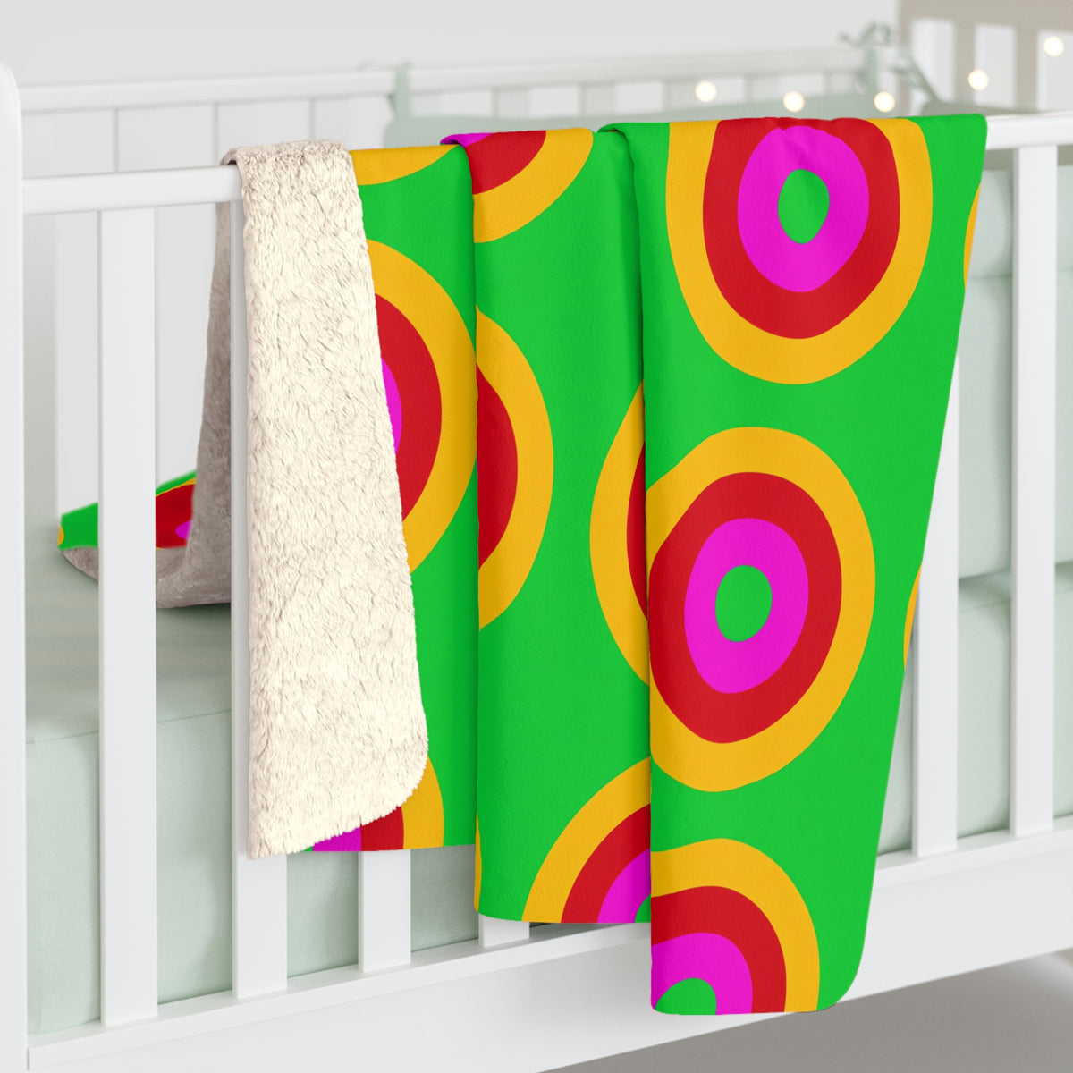 Giant Op-Art Jewel Rings Sherpa Fleece Blanket – Op-Art Concentric Circles Pattern