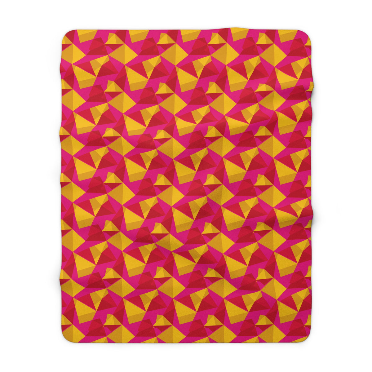 Faceted Gold Panels Sherpa Fleece Blanket – Faceted Gem Geometric Pattern