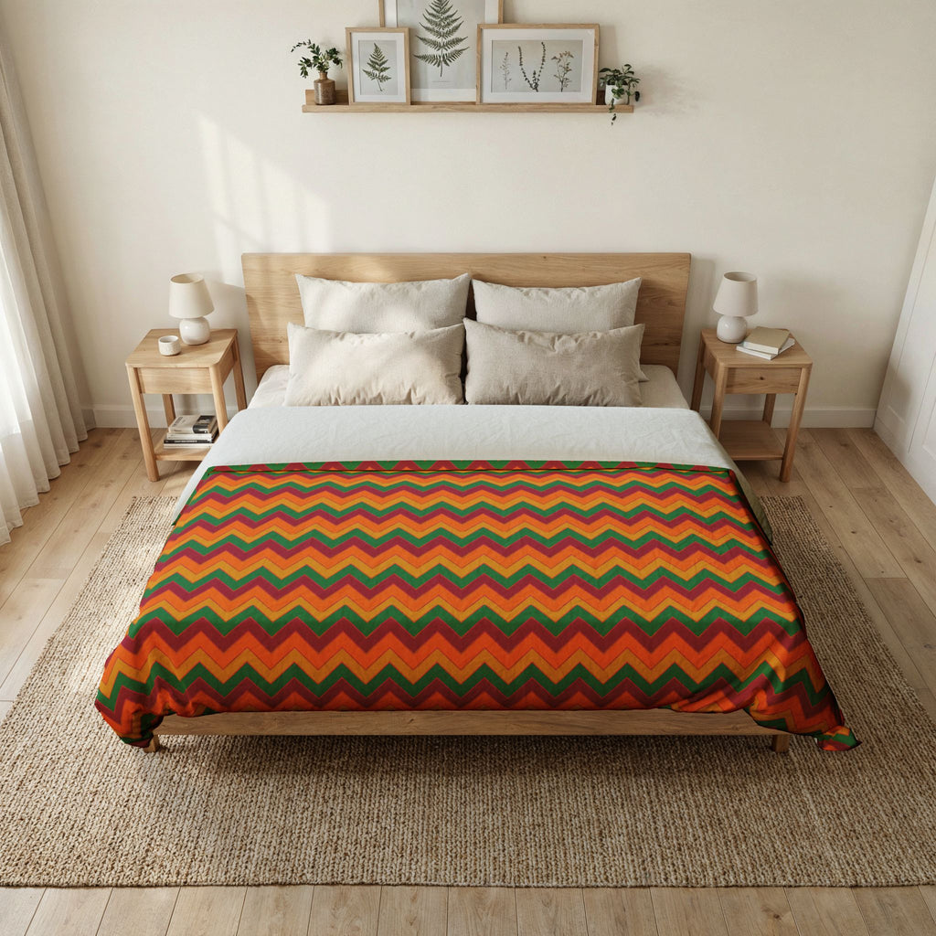 Jewel Chevron Bands Cotton Duvet Cover – Cranberry Spice