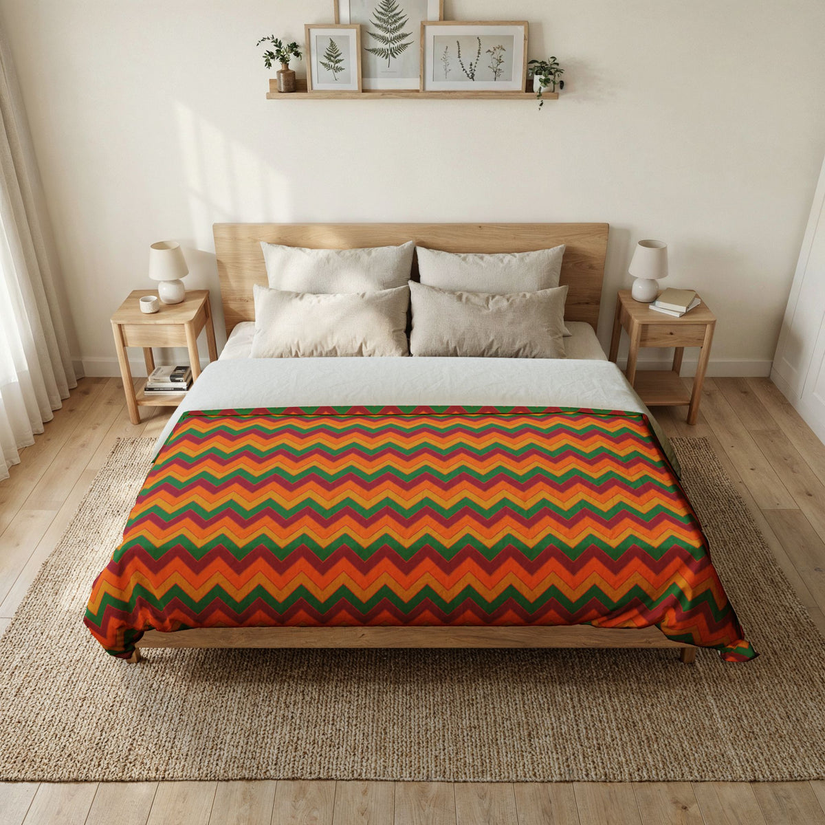 Jewel Chevron Bands Cotton Duvet Cover – Cranberry Spice