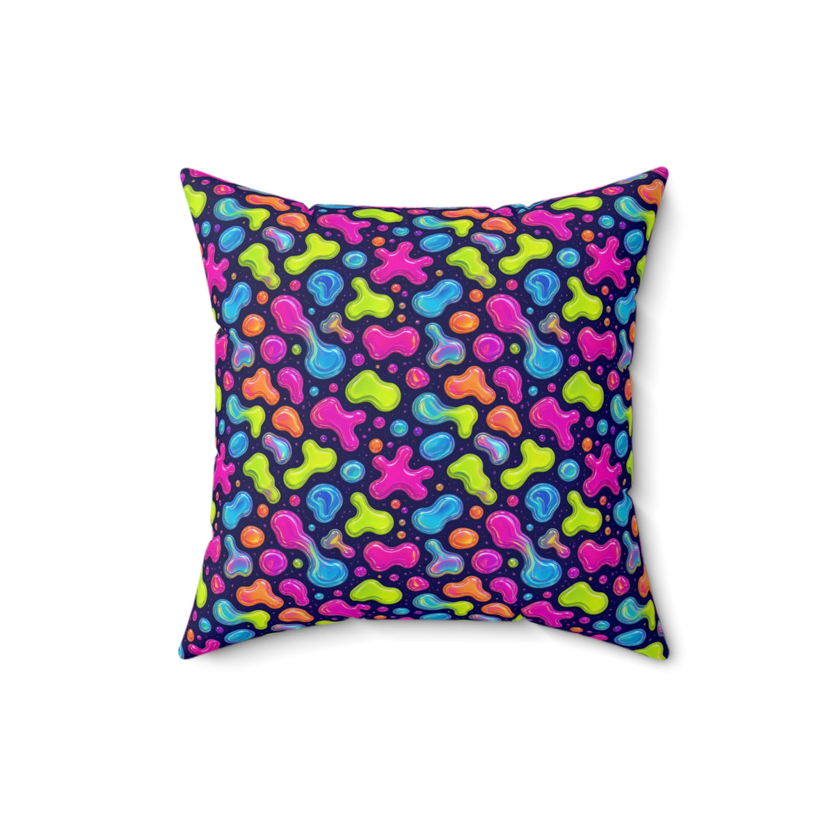 Jelly Blob Pop Faux Suede Cushion – Holographic-Look Fluid Art Pattern