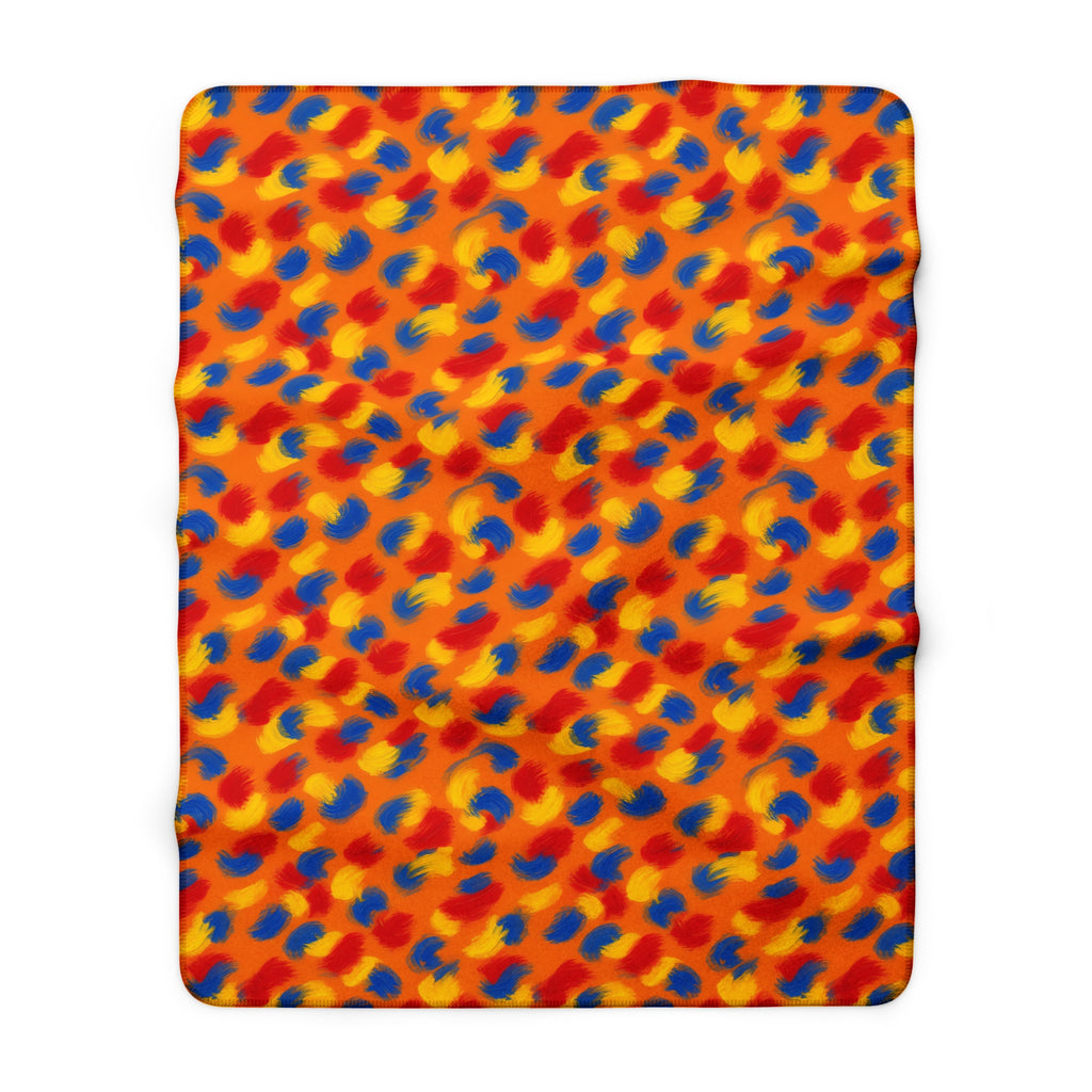 Wet Stroke Blends Sherpa Fleece Blanket – Expressionist Brushstroke Abstract Pattern