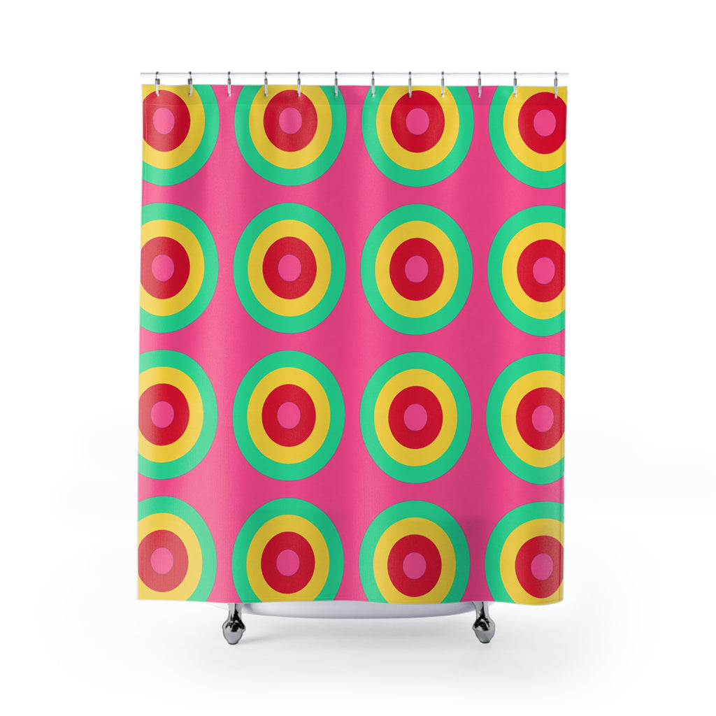 Giant Op-Art Jewel Rings Shower Curtain – Candy Christmas