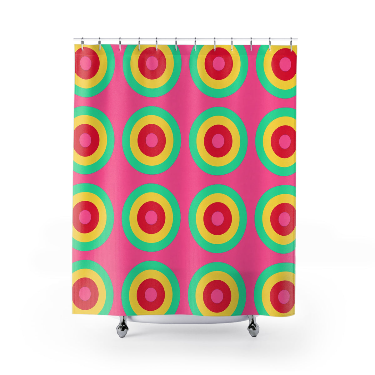 Giant Op-Art Jewel Rings Shower Curtain – Candy Christmas