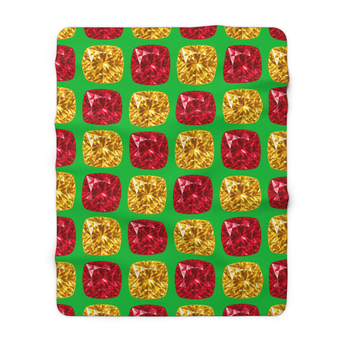 Giant Cut Gem Grid Sherpa Fleece Blanket – Faceted Gem Geometric Pattern
