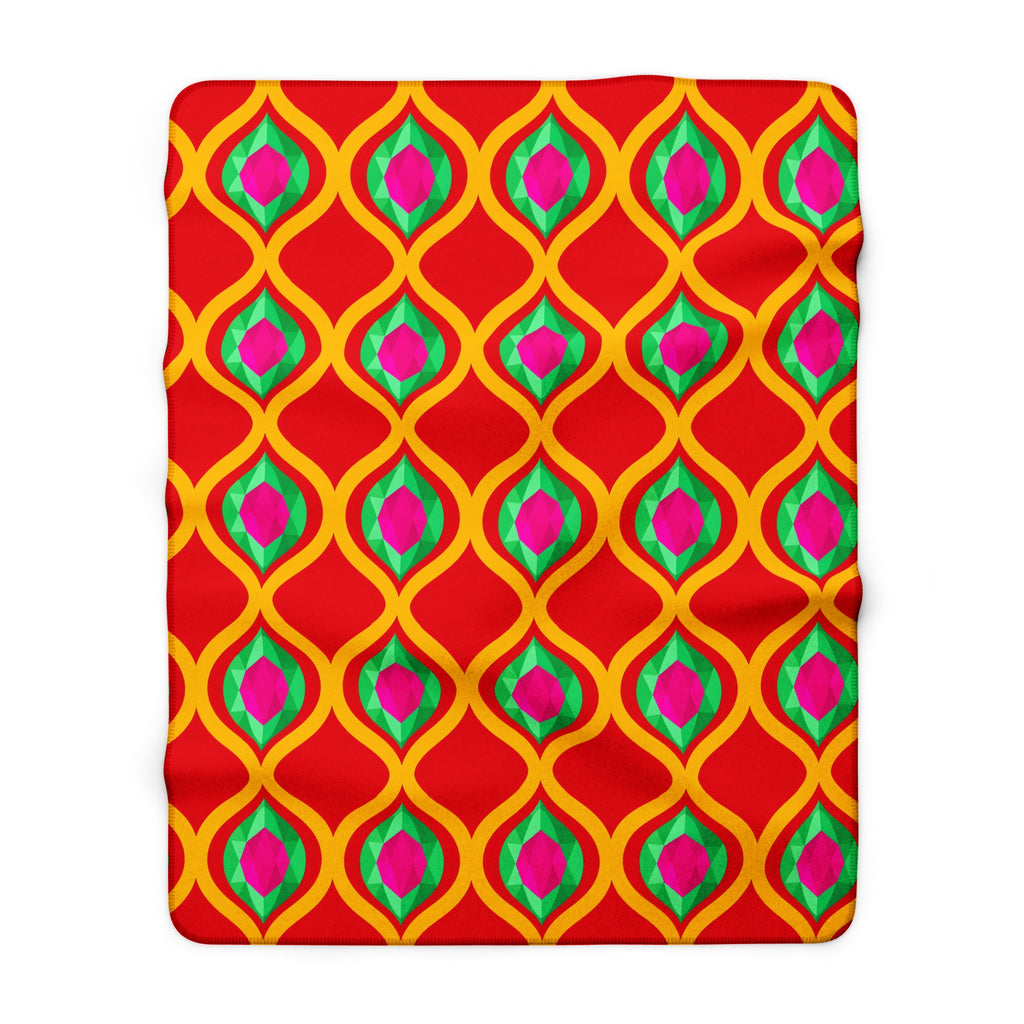 Grand Gold Ogee Lattice II Sherpa Fleece Blanket – Ogee Lattice Geometric Pattern